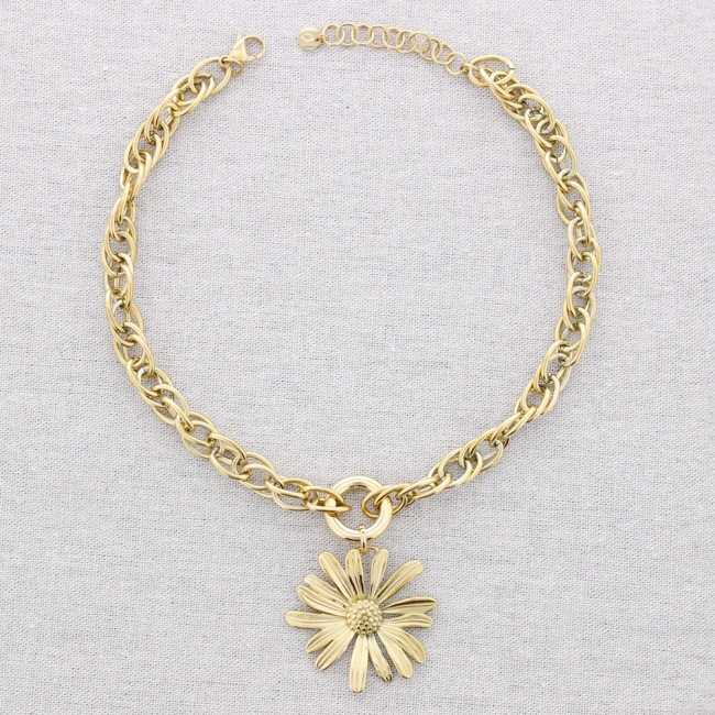 COLLAR ACERO DORADO GIRASOL 2