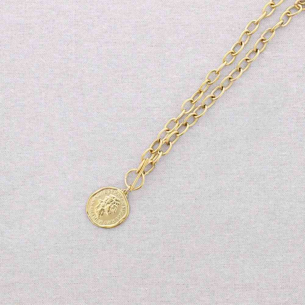 GARGANTILLA ACERO COLGANTE MONEDA 1