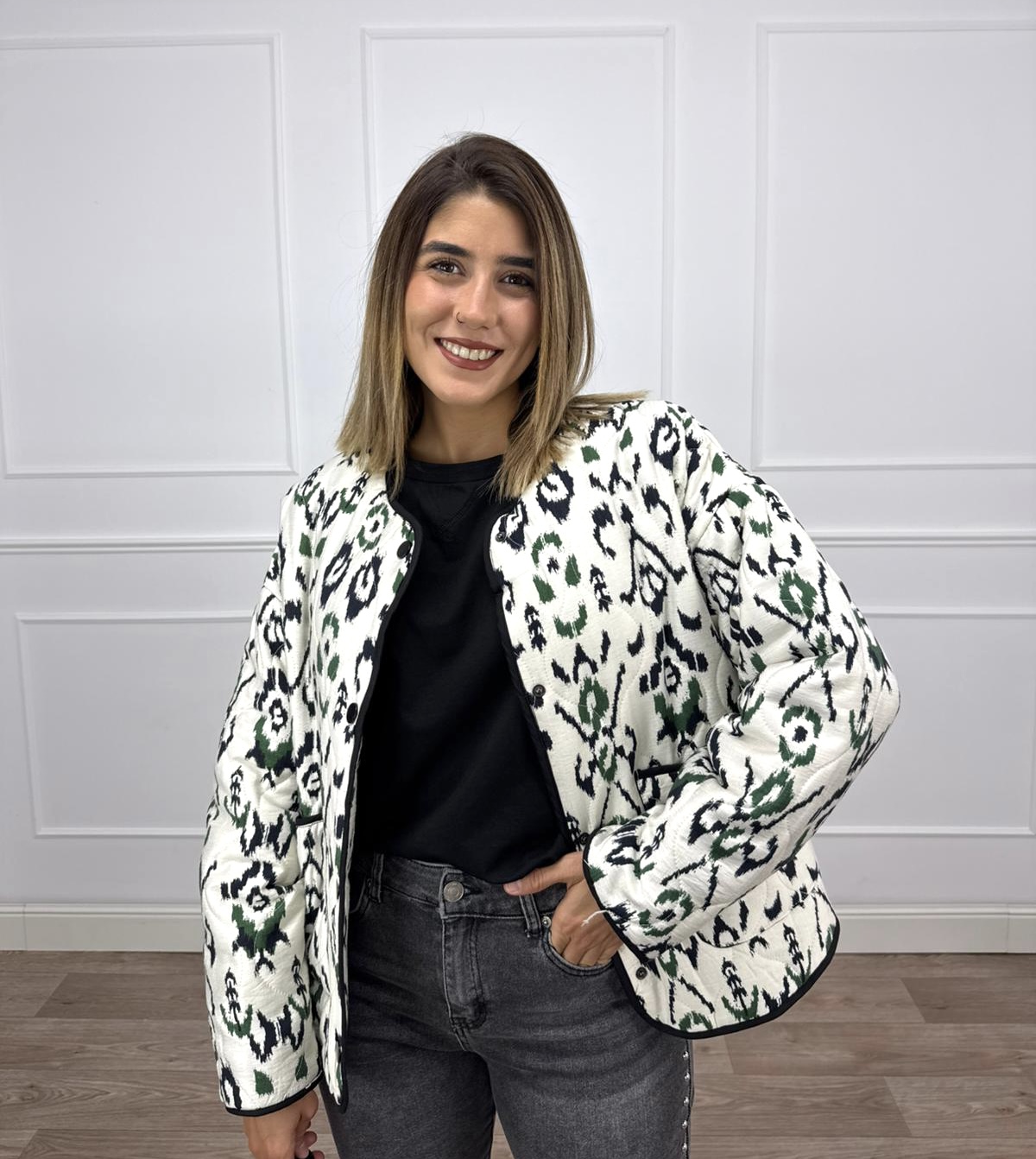 CHAQUETA ACOLCHADA ESTAMPADA 1
