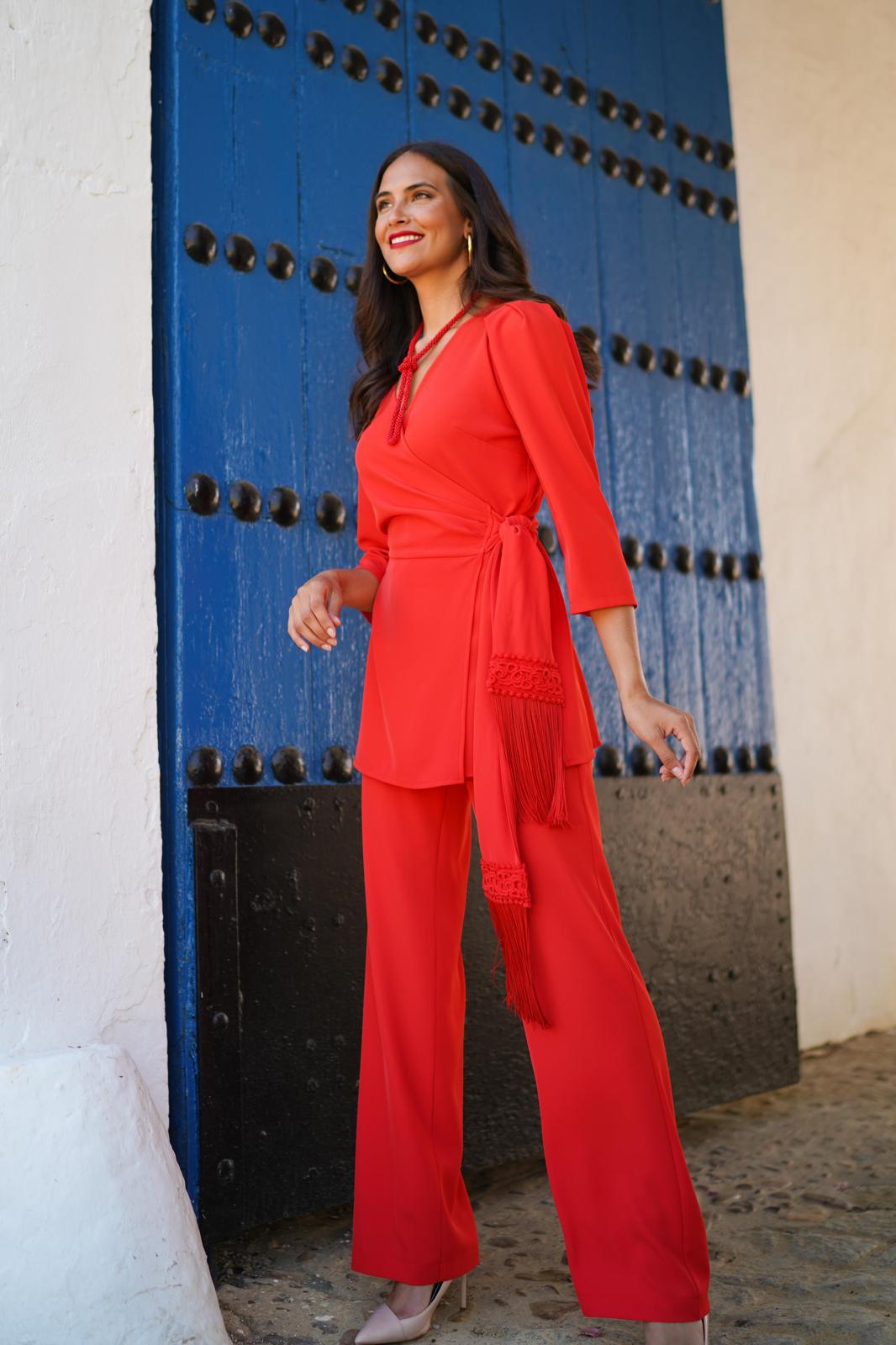 TOTAL LOOK CORAL CHAQUETA Y PANTALON 1