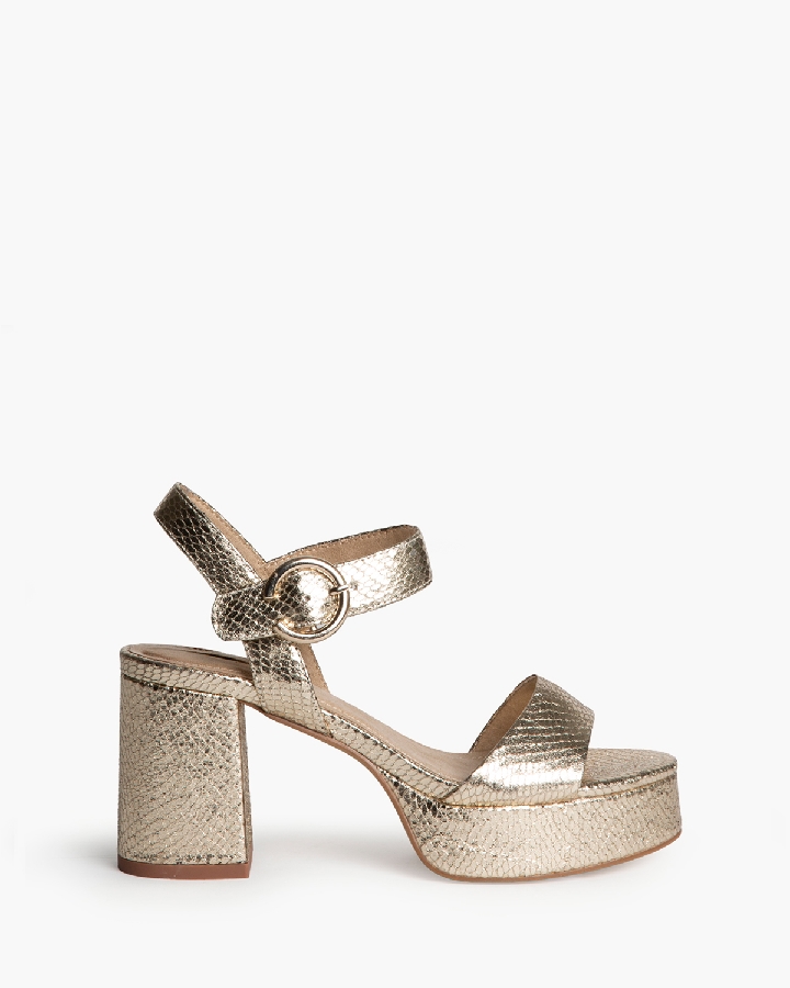 SANDALIA TACÓN ANCHO DORADA 1