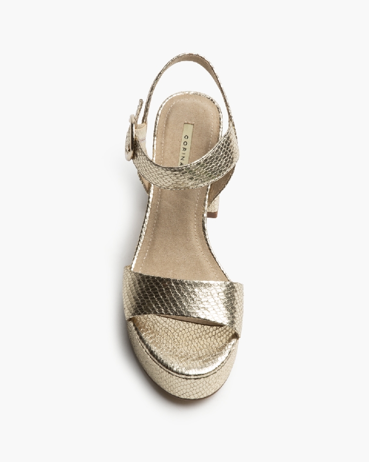 SANDALIA TACÓN ANCHO DORADA 2